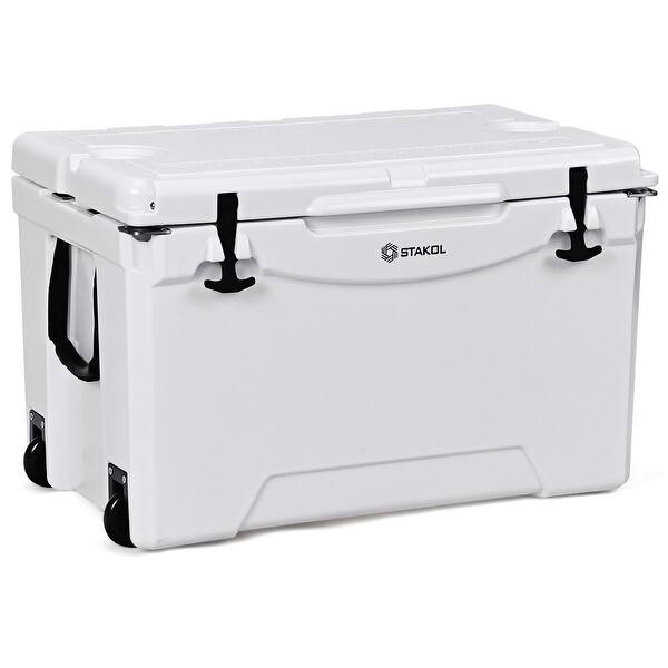 Shop Gymax 80 Quart Cooler 2 Wheels Ice Chest Heavy Duty Fishing Hunting Overstock 23571809