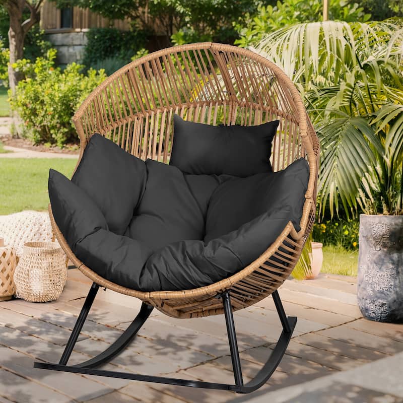 Futzca Wicker rocking egg chair (with cushions)