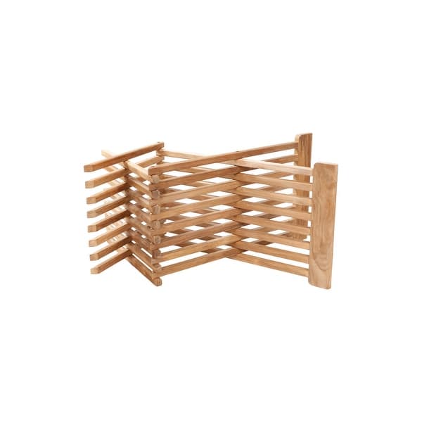 Nordic Style Natural Teak Folding Stool with Horizontal Slats - Beige