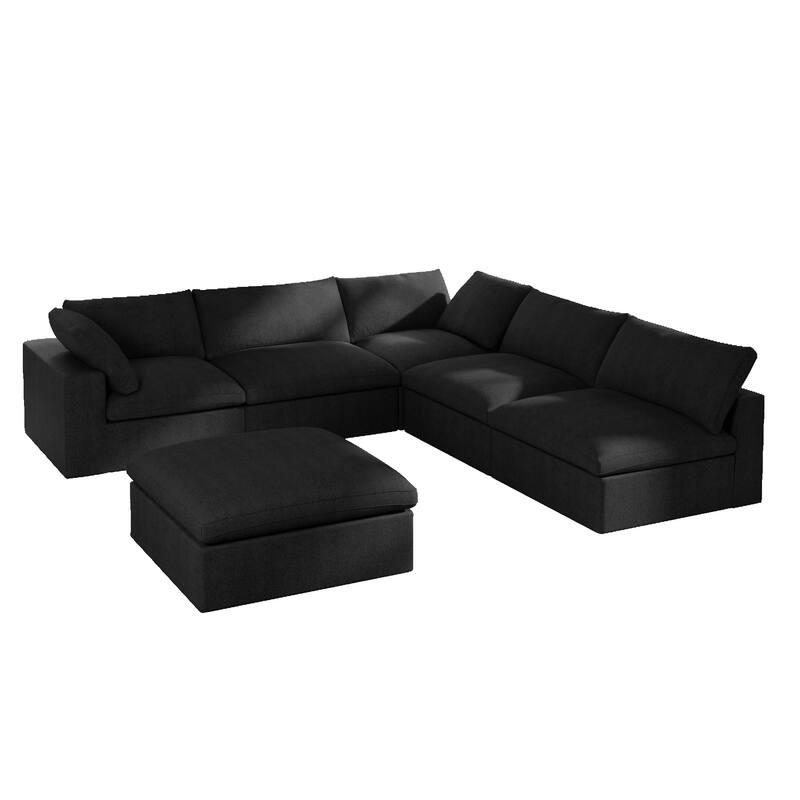 Commix Down Filled Corner Sectional Sofa 5-seats Couch with Ottoman
