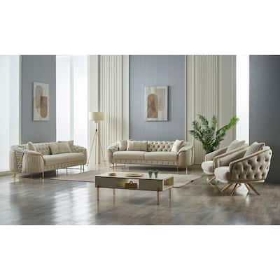 Lyndsey 4-Pieces Two Sofa Two Chair Living Room Set, Metal Leg
