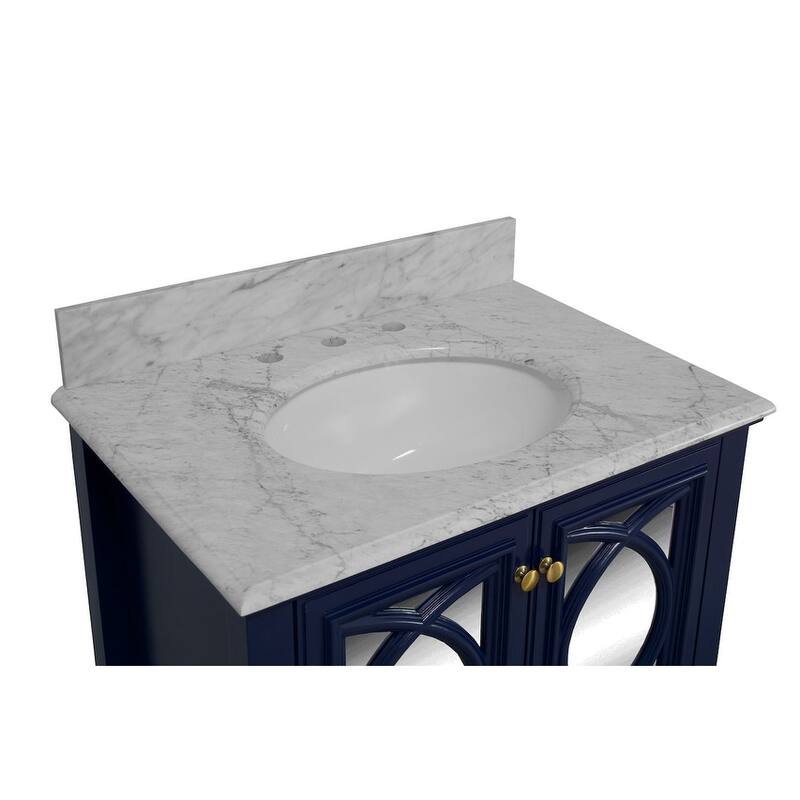 KitchenBathCollection Olivia 30" Bathroom Vanity with Carrara Marble Top