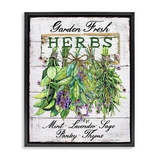 Stupell Garden Fresh Herbs Framed Floater Canvas Wall Art Design By ...