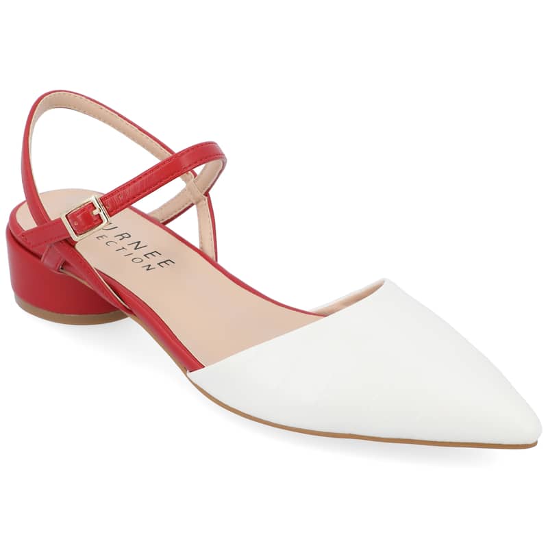 Journee Collection Women's Brynn Croco Vegan Leather Pointed Toe Flats