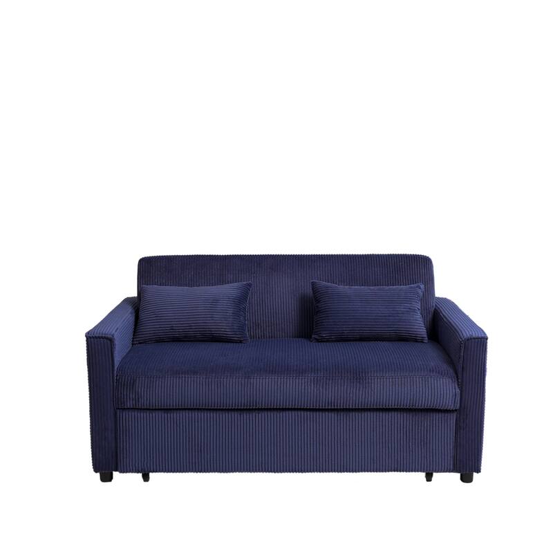 3 in 1 Loveseat Convertible Pull-out Sleeper Sofa Bed with Pockets Adjustable Backrest Corduroy Tufted Couch Futon Sofa