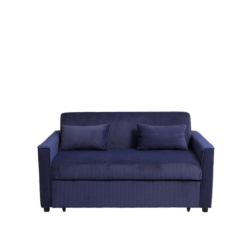3-in-1 Multi-Functional Futon Sofa Bed, Sofa Bed with Adjustable Backrest, 2 Seater Sofa with Storage Pocket and 2 Pillow