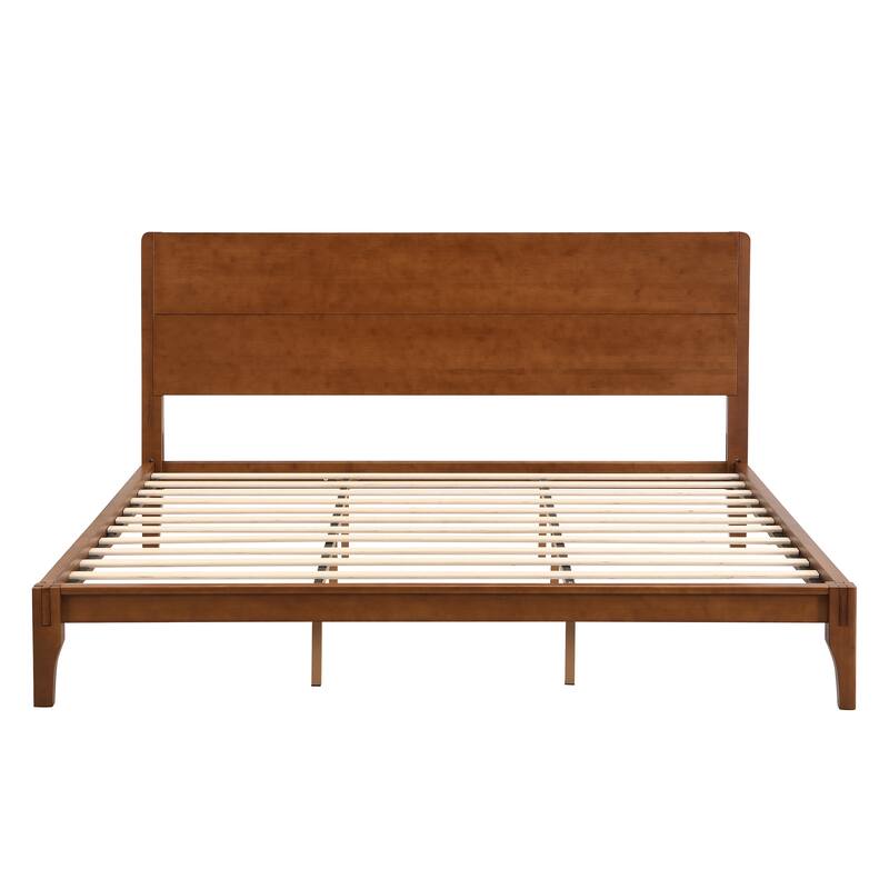 Bamboo Bed Frame Modern Platform Bed Wood Slat Support Low Profile Bed Open Frame with Under Bed Storage and Center Support Legs