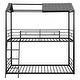 preview thumbnail 8 of 25, Twin Over Twin Full-length Guardrails Bunk Bed Metal Bed with Half Roof, Guardrail and Ladder