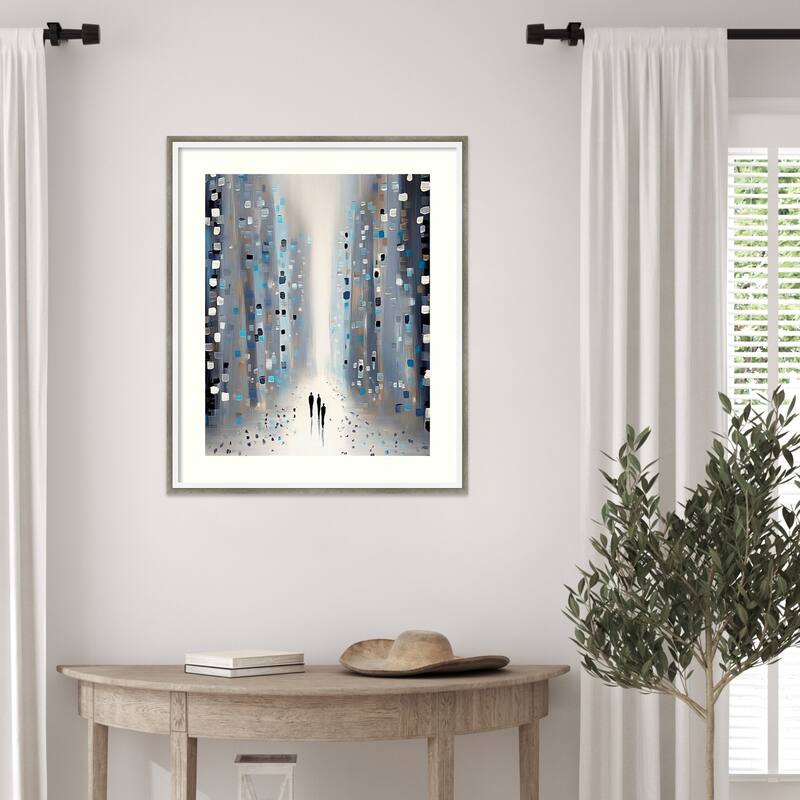 Network Figures No. 1 by Tradelink inhouse artist Wood Framed Wall Art Print - Lucie Silver White