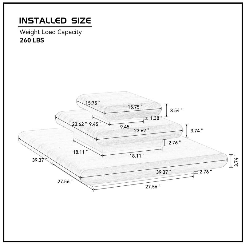 3-Piece Modular Stacking Coffee Table