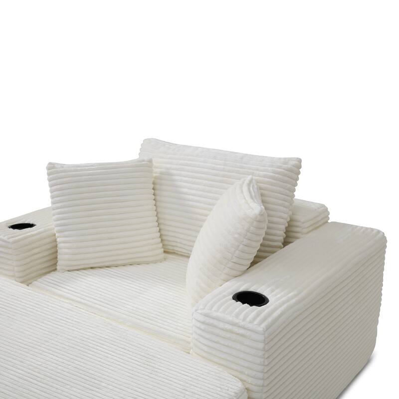 52.4'' Boneless Chaise Lounge Chair Indoor-Oversized Cloud-Like Cozy Comfy Modular 3-in-1 Sofa Bed