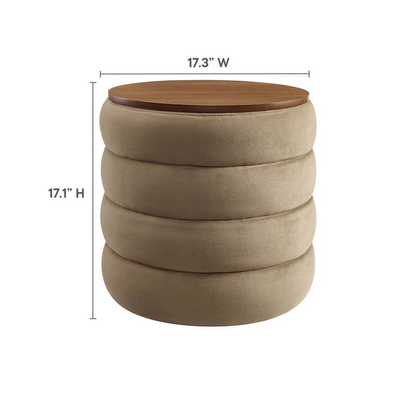 Mezzo Round Performance Velvet Storage Ottoman
