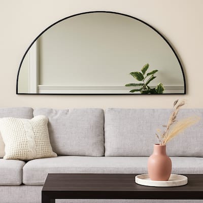 Lima Decorative Wall Mirror, Round Semicircular 30 x 60, Black Frame