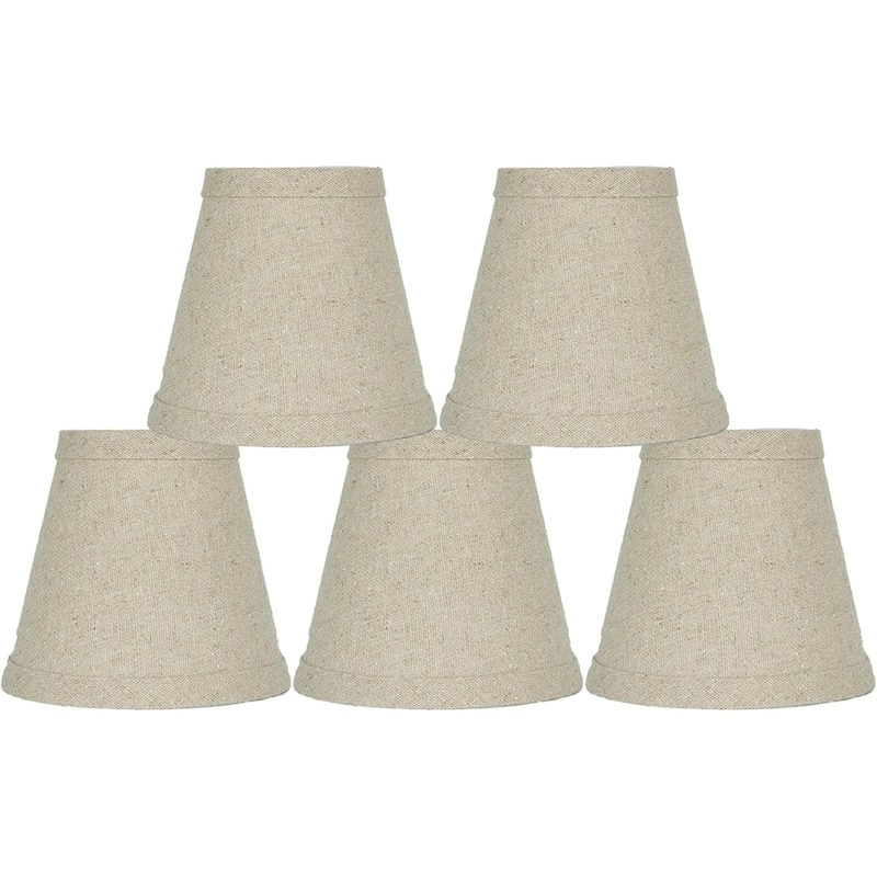 Natural Pure Linen Chandelier Lamp Shade, 3x5x4.5", Hardback, Clip On - 5*5