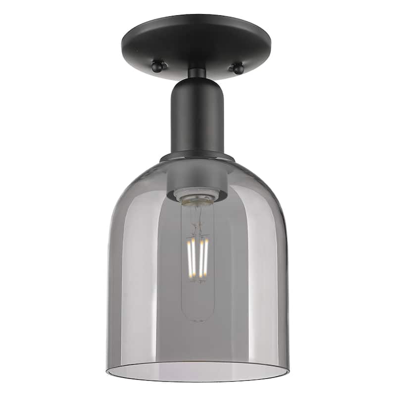 Innovations Lighting 716-1C-11-6 Bella Semi-Flush Bella 6" Wide - Matte Black / Light Smoke