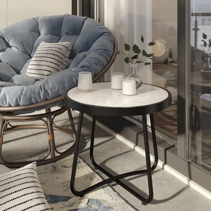 18" or 28" Round Outdoor Side Table End Table Coffee Table - Ceramic Tile X