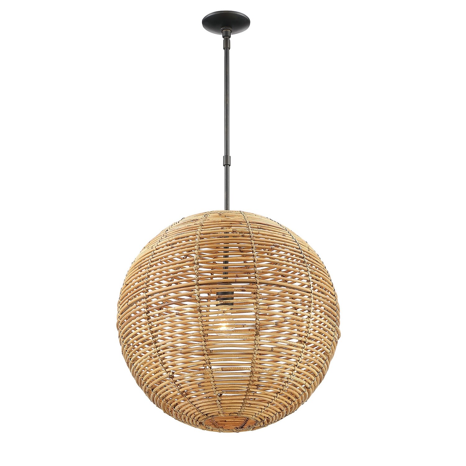 Kingston Rattan Single-Light Globe Pendant Brown 21