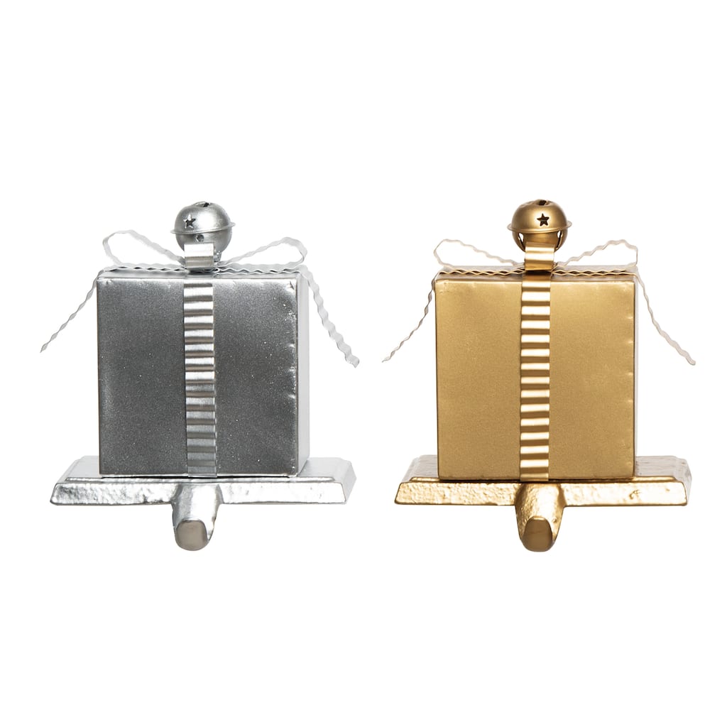 Transpac Metal Glitz Gift Stocking Holders Set of 2 Christmas Home Decorations