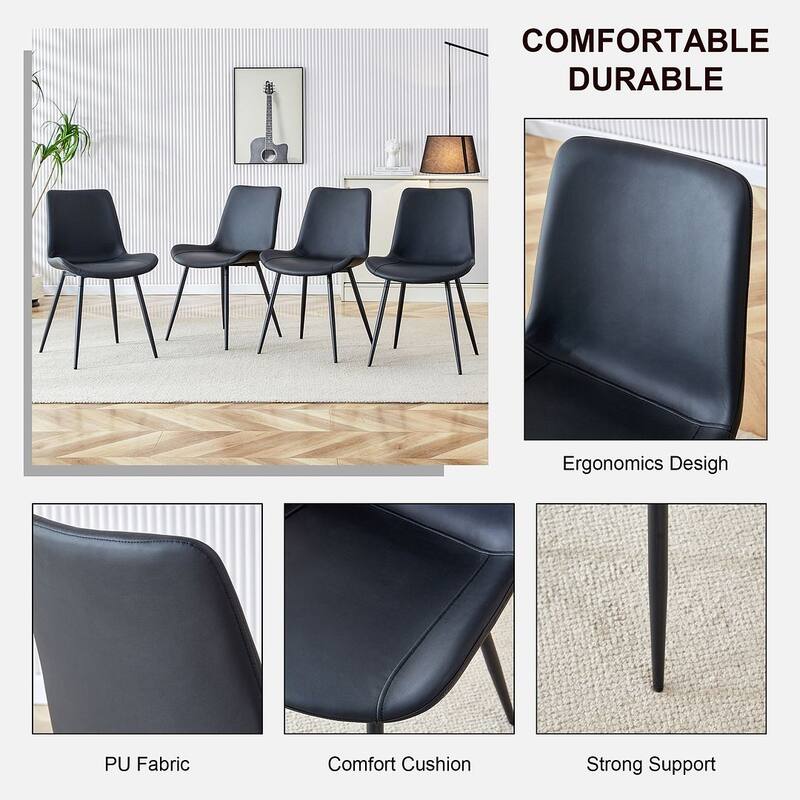 Modern Dining Room Kitchen Dining Chair with Black Metal Legs