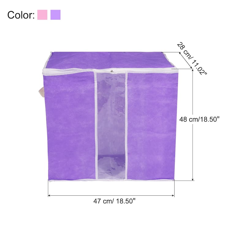 2pcs Foldable Storage Bag Clothes Blanket Closet Storage Box - Sky Purple,Pink