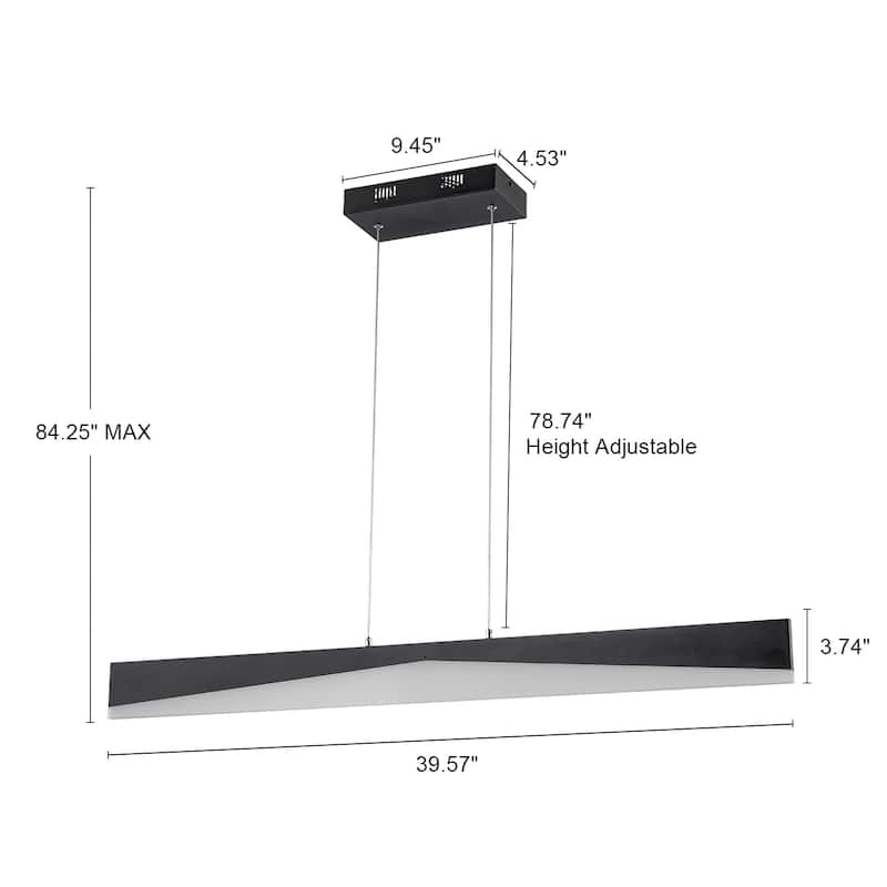 Modern Minimalist Linear LED Pendant Light Adjustable Linear Chandelier - W39.57"