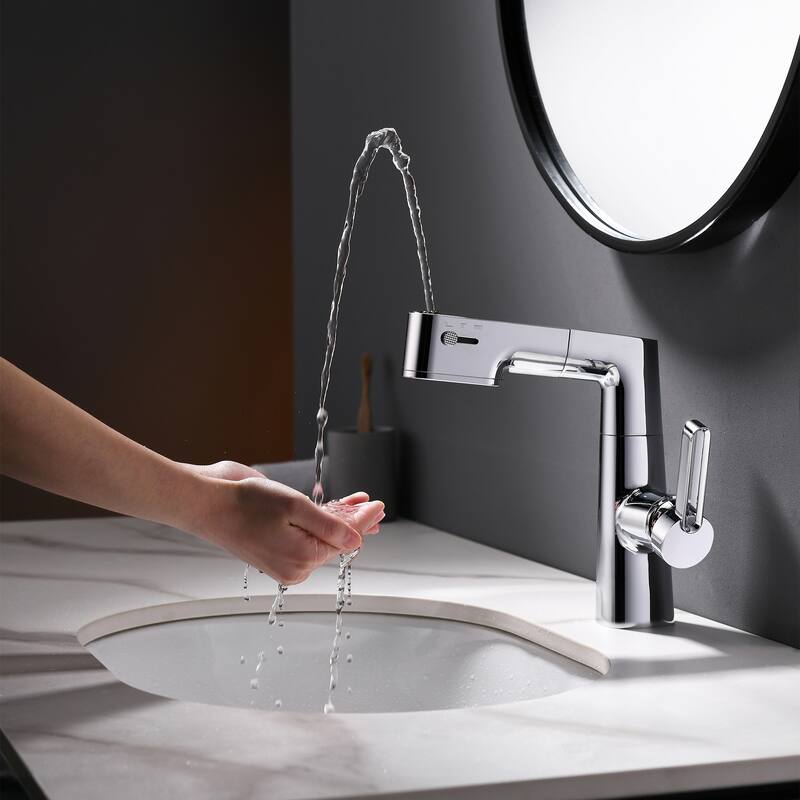 Bathroom Sink Faucet with 360° Swivel Sprayer And Digital Display, Basin Faucets
