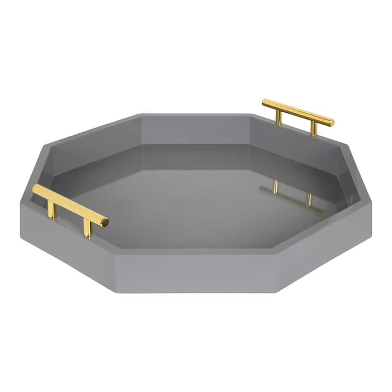 Kate and Laurel Lipton Octagon Decorative Tray with Metal Handles - 18x18
