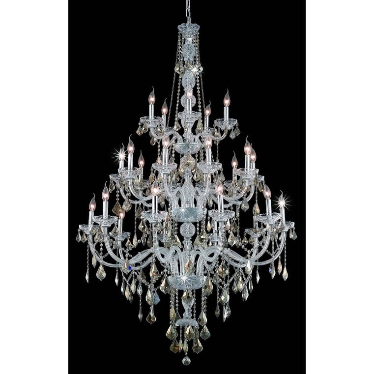 Verona 25-Light 43 in. Chandelier (Available in Chrome, Golden Teak, Silver Shade)