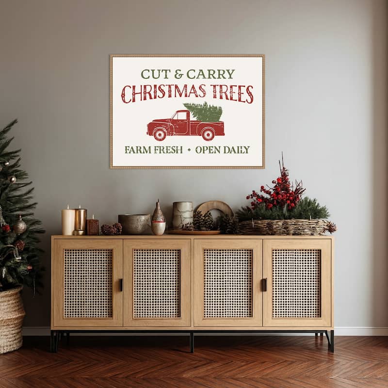 Christmas Farm Sign II by Victoria Barnes Framed Canvas Wall Art Print