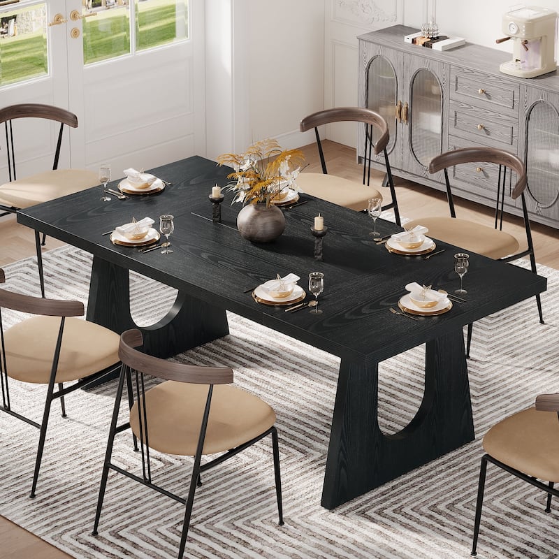 Oak Large Dining Table Wood Rectangular Kitchen Table for Dining Room