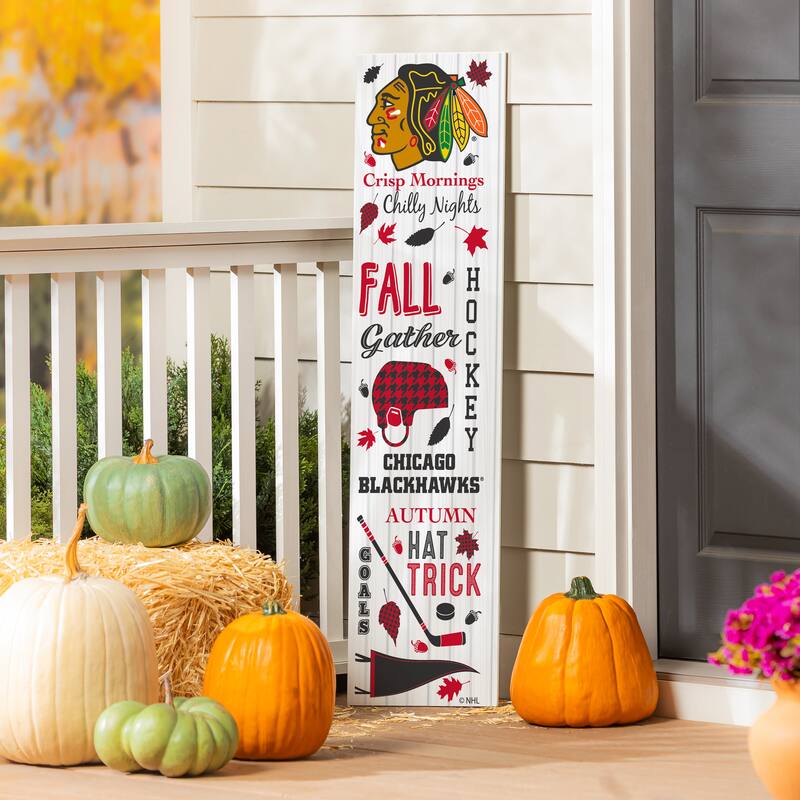 47" Double Sided Seasonal Porch Leaner, Chicago Blackhawks - 47" x 11.25" - Fall