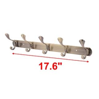 Uxcell Wall Mounted Coat Hook Rack – 5 Hooks, Silver Finish, Sturdy Rail