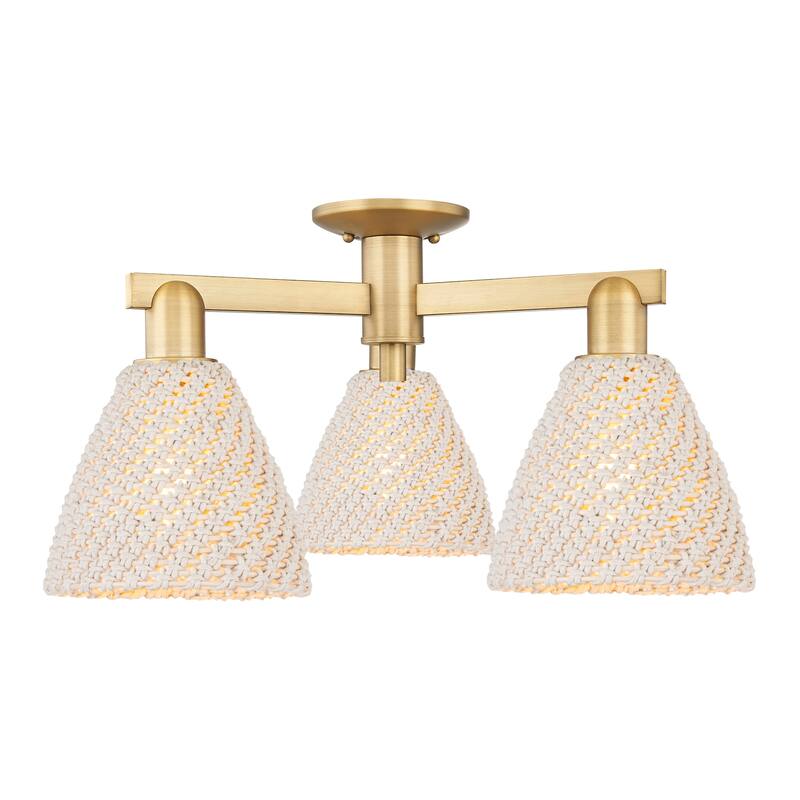 Innovations Lighting 716-3F-11-25 Natural Ballston Dome Semi-Flush - Brushed Brass / Natural