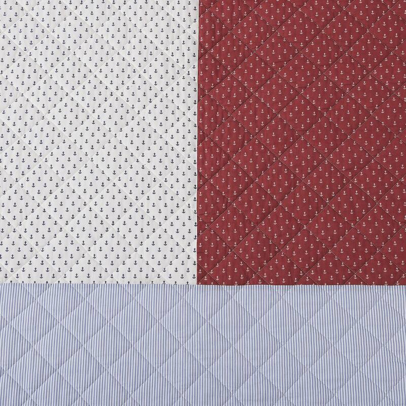 Tommy Hilfiger Nautical Anchor Flag Blue Cotton Reversible Quilt Set