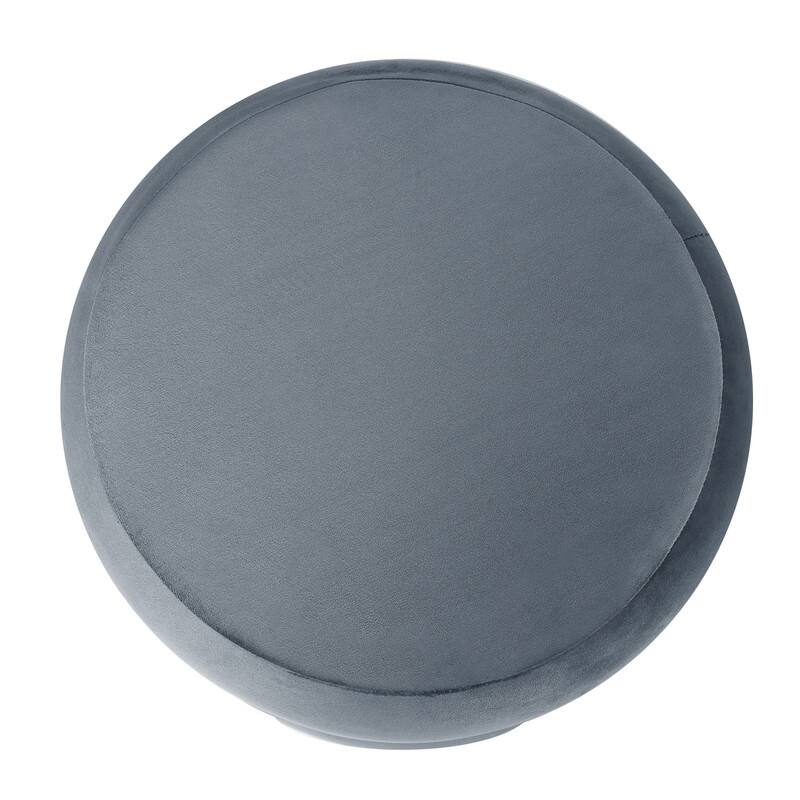 Adeco Modern Round Velvet Storage Ottoman with Gold Plating Base