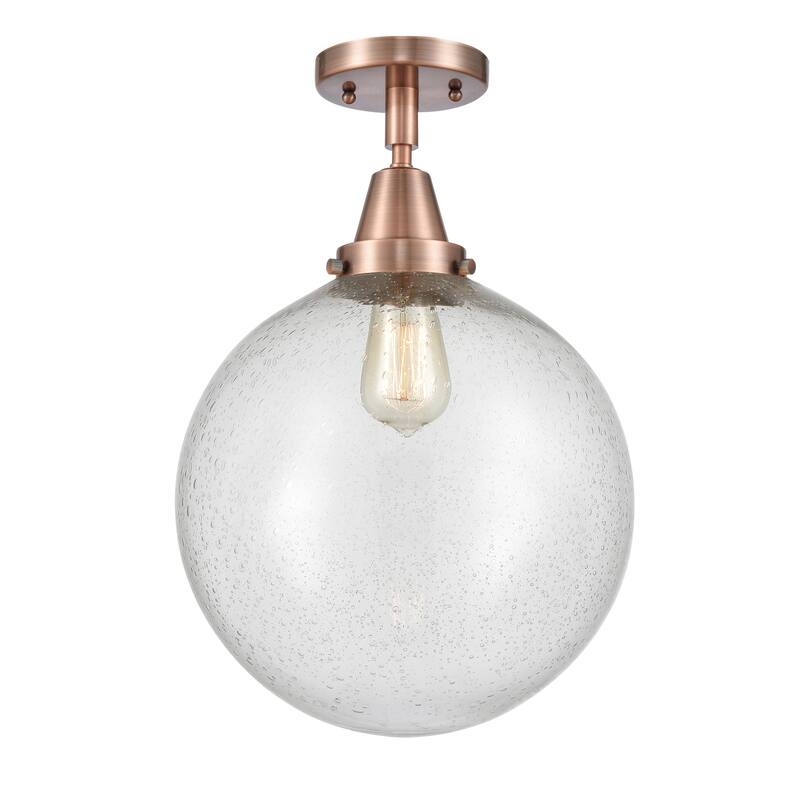 Innovations Lighting Caden Beacon - 1 Light 12" Flush Mount - Antique Copper/Seedy