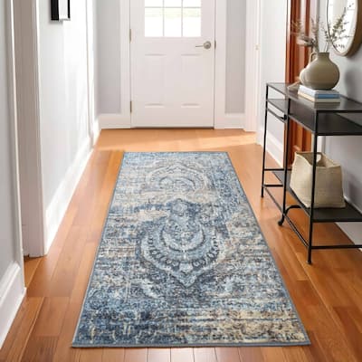 Superior Sabelle Non-Slip Modern Medallion Foldable Washable Area Rug