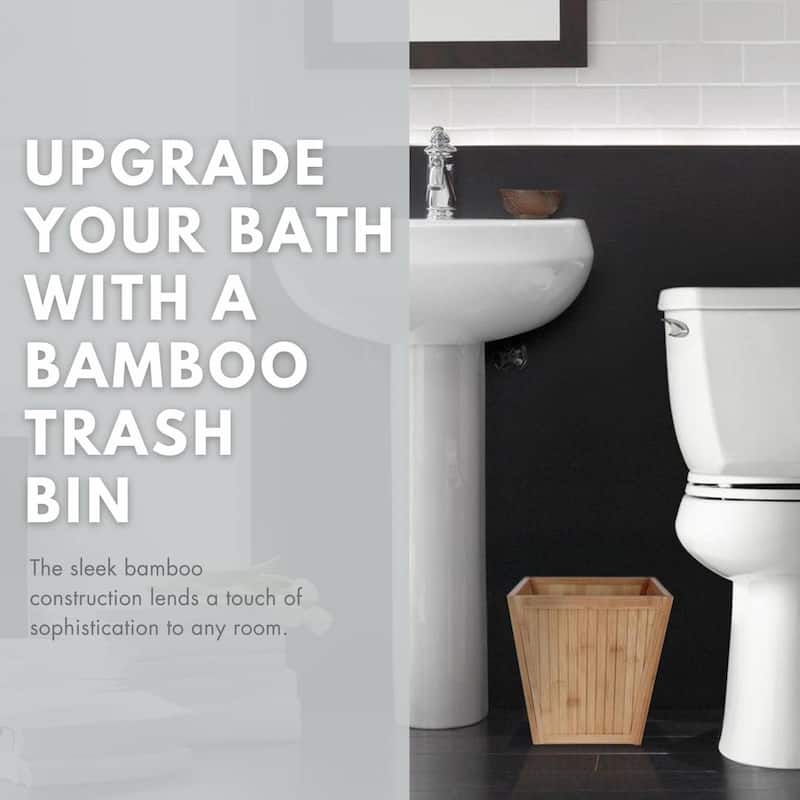 ToiletTree Products 100% Bamboo Wooden Wastebasket Trash Can