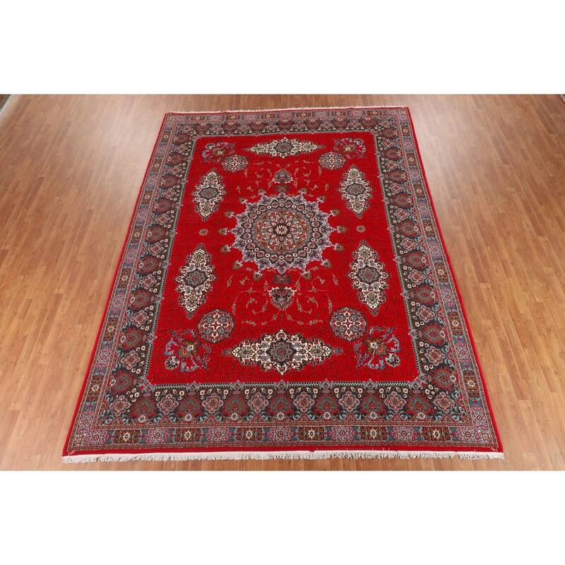Red Kashan Turkish Area Rug Machine Made Carpet - 9'6" x 12'9"