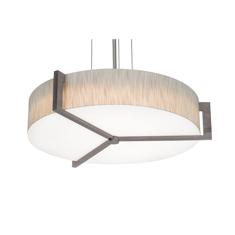 AFX APP2432MBWG Apex 3 Light 28" Wide Pendant - Satin Nickel / Jute / Weathered Grey / White