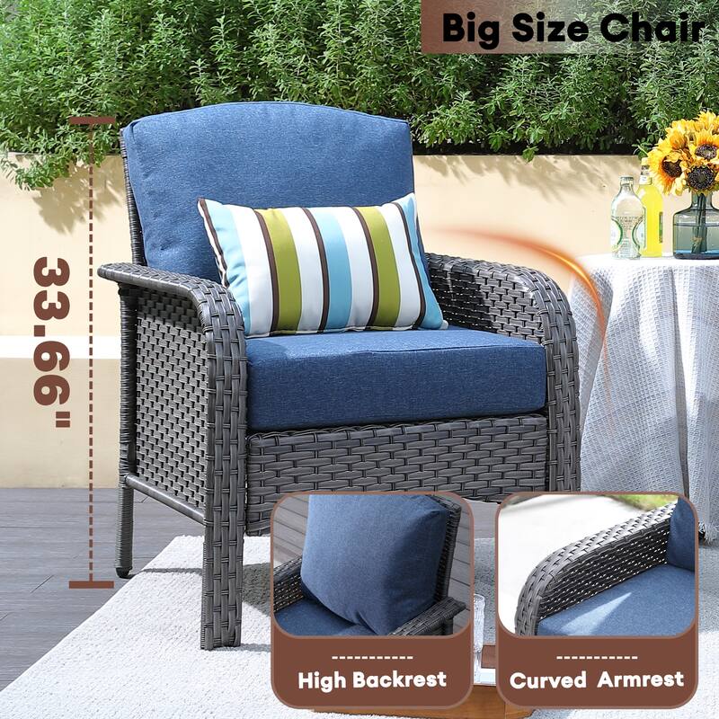 XIZZI 3-Piece Outdoor Wicker Patio Chair Set with Side Table