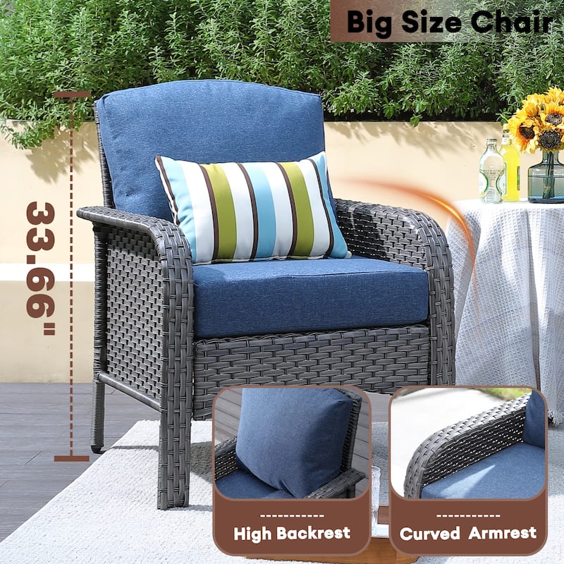 XIZZI 5-piece Single Chairs Wicker Patio Furniture with Firepit