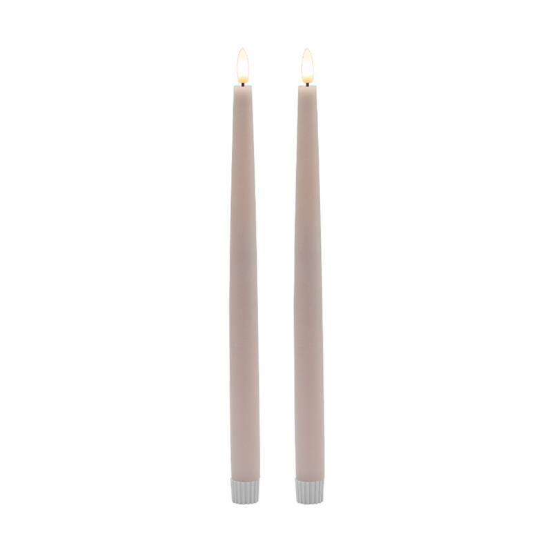 Tall Flameless LED Taper Candles - 11.75" - Pink - Set of 2