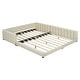 preview thumbnail 1 of 13, Queen Size & Twin XL Size Upholstered Platform Bed, PU Leather Mother & Child Bed, Convertible for Two Separate Beds Beige - Queen