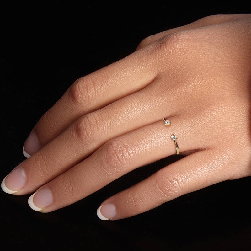 14k Gold Plated Sterling Silver Lab Diamond 1/20 ct Stacking Ring Band