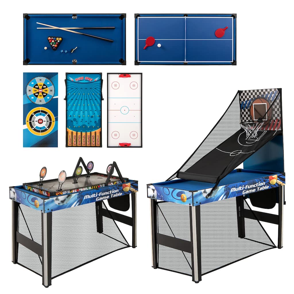 Gymax 48'' 10-In-1 Multi Game Table w/Billiard Table Tennis Hockey