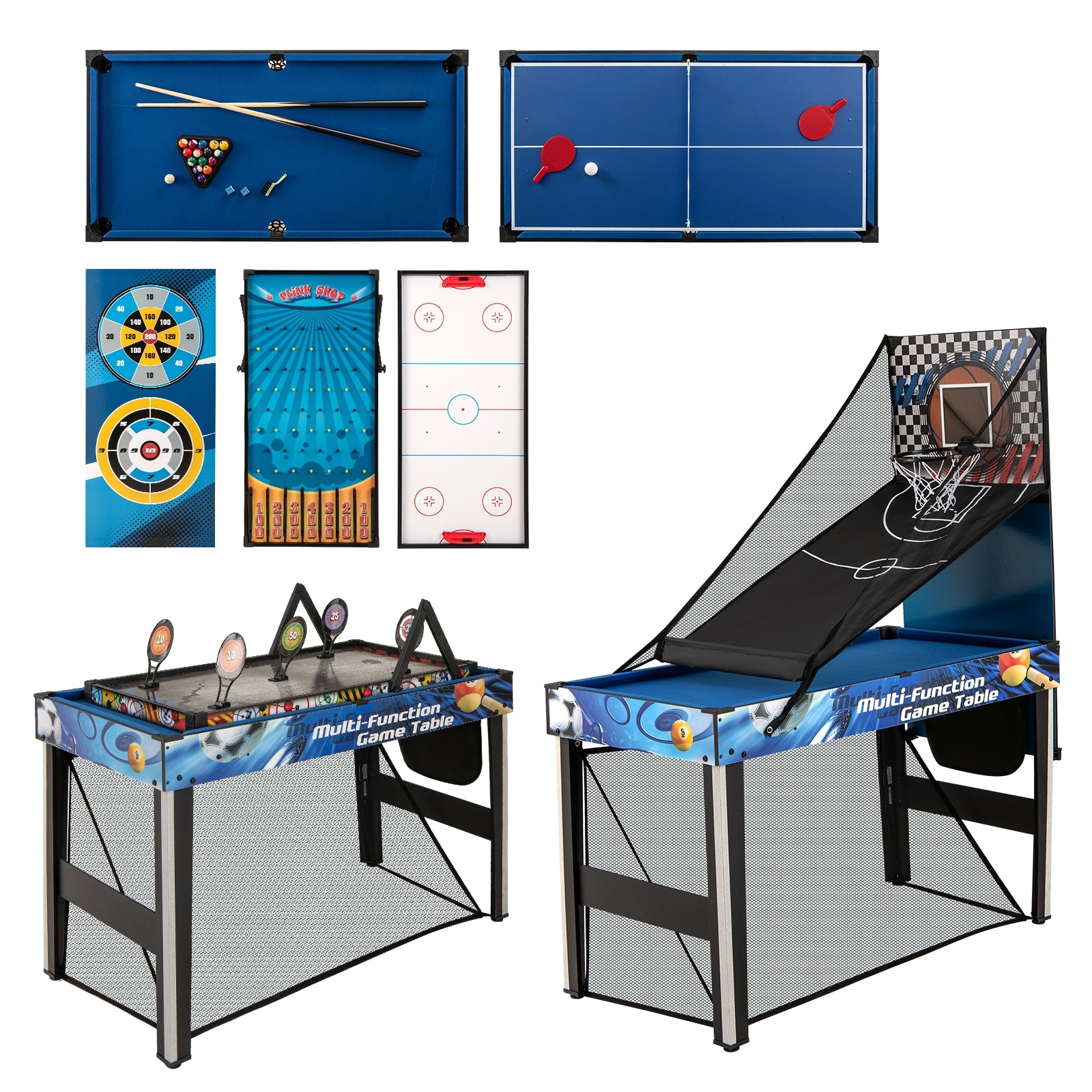 Gymax 48'' 10-In-1 Multi Game Table w/Billiard Table Tennis Hockey