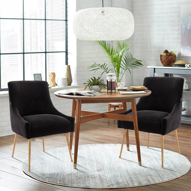 Clihome Stainless Steel Frame Dining Velvet Side Chairs(Set of 2)