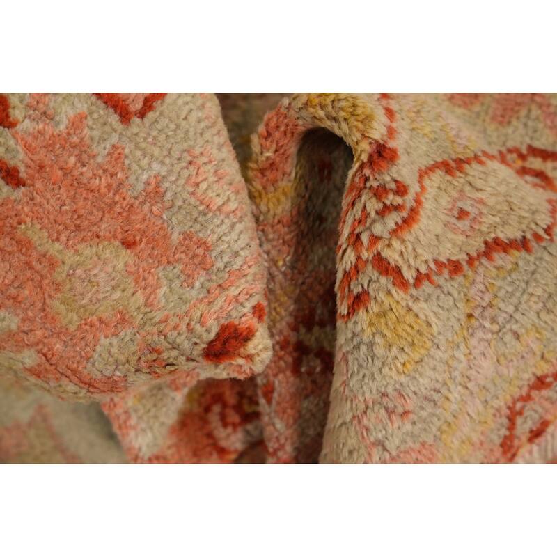 Hand Knotted Oriental 100% Wool Carpet Transitional Geometric Beige & Ivories Oushak Area Rug - 7' 1'' X 4' 4''