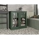 preview thumbnail 30 of 47, Palace Imports 100% Solid Wood Short Clear Glass Bathroom Storage Cabinet with 2 Drawers, 32" W x 35.75" H Green